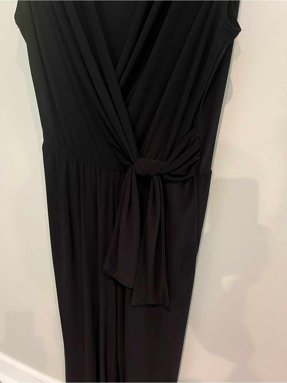 Classic Black Sleeveless Knot-Front Jumpsuit